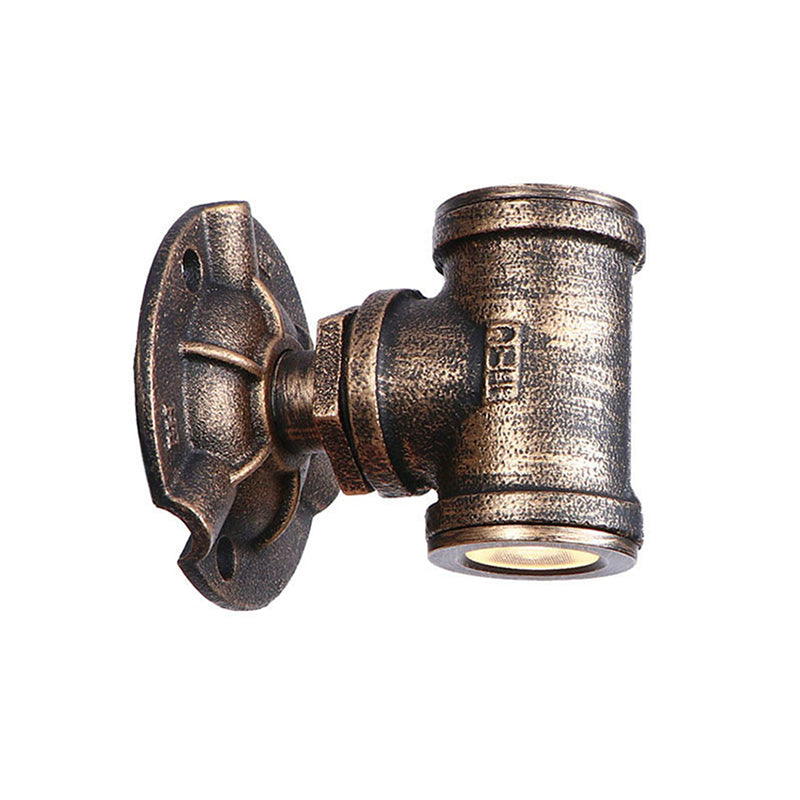 BowLift | Antique style pipe wall lighting fixture 1 light wrought iron wall mount fixture in bronze for hallway