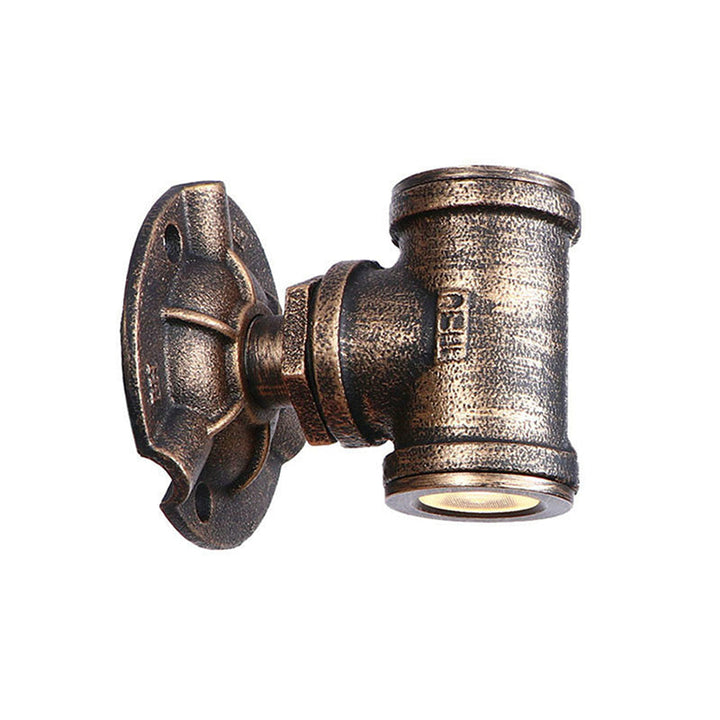 BowLift | Antique style pipe wall lighting fixture 1 light wrought iron wall mount fixture in bronze for hallway
