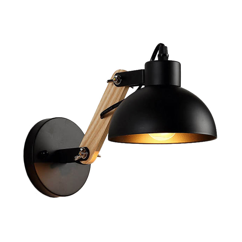 BowLift | Nordic Splicing Rotatable Wall Lamp 1-Light Metal Wall Lamp Lighting with Bowl Shade in Black/White-Wood