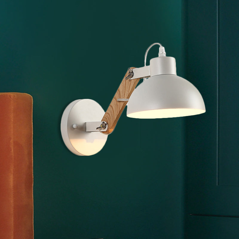 BowLift | Nordic Splicing Rotatable Wall Lamp 1-Light Metal Wall Lamp Lighting with Bowl Shade in Black/White-Wood