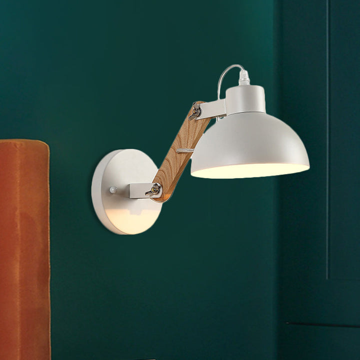 BowLift | Nordic Splicing Rotatable Wall Lamp 1-Light Metal Wall Lamp Lighting with Bowl Shade in Black/White-Wood