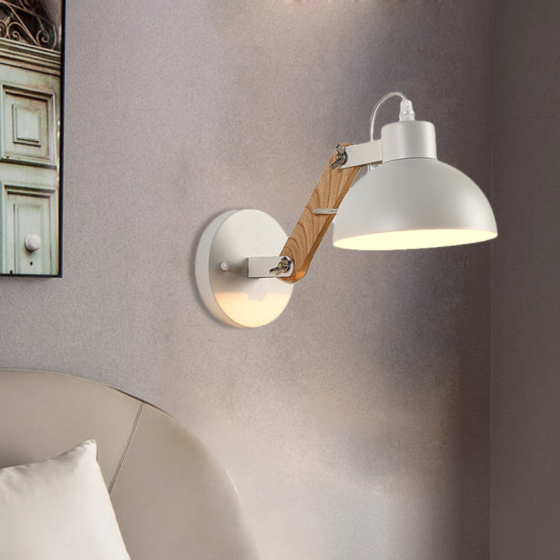 BowLift | Nordic Splicing Rotatable Wall Lamp 1-Light Metal Wall Lamp Lighting with Bowl Shade in Black/White-Wood