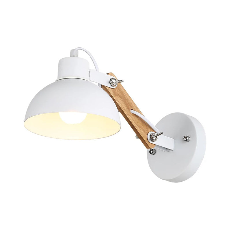 BowLift | Nordic Splicing Rotatable Wall Lamp 1-Light Metal Wall Lamp Lighting with Bowl Shade in Black/White-Wood
