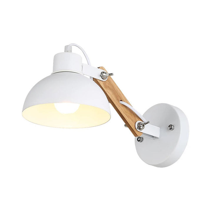 BowLift | Nordic Splicing Rotatable Wall Lamp 1-Light Metal Wall Lamp Lighting with Bowl Shade in Black/White-Wood