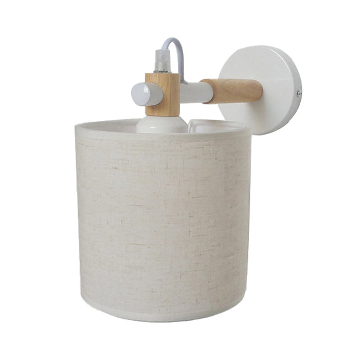 BowLift | 1 Bulb Cylinder Wall Mounted Light Simple Stylish White Fabric Wall Light Wall Lighting for Bedroom