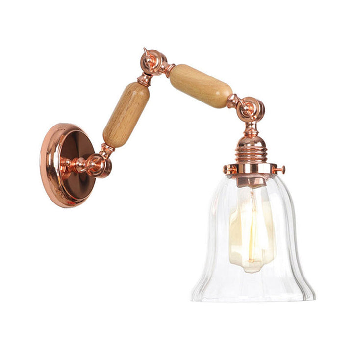 BowLift | Single beam wall light with flared shade clear prismatic glass farmhouse bedroom wall light fixture