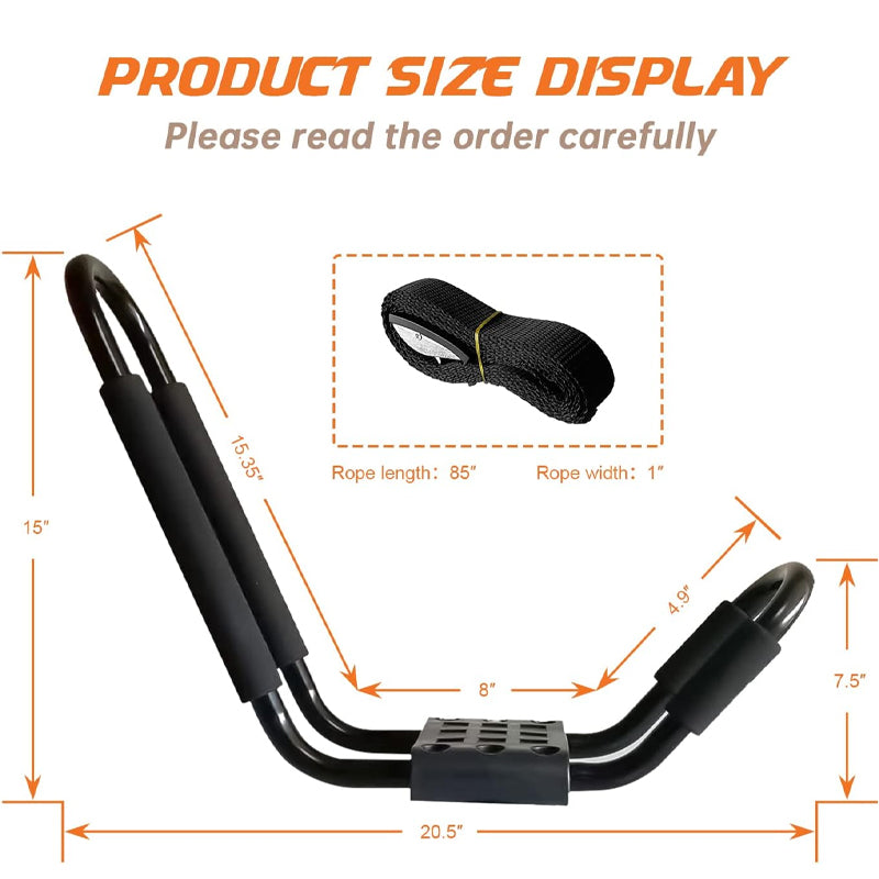 BowLift | Kayak Roof Rack 2pcs Heavy Duty Kayak Roof Carrier with 2 Ropes for SurfBoard Car SUV