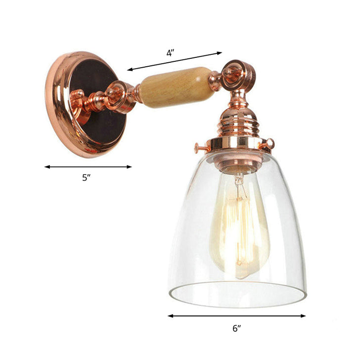 BowLift | A wall light with a conical shade made of clear glass industrial design living room wall lamp