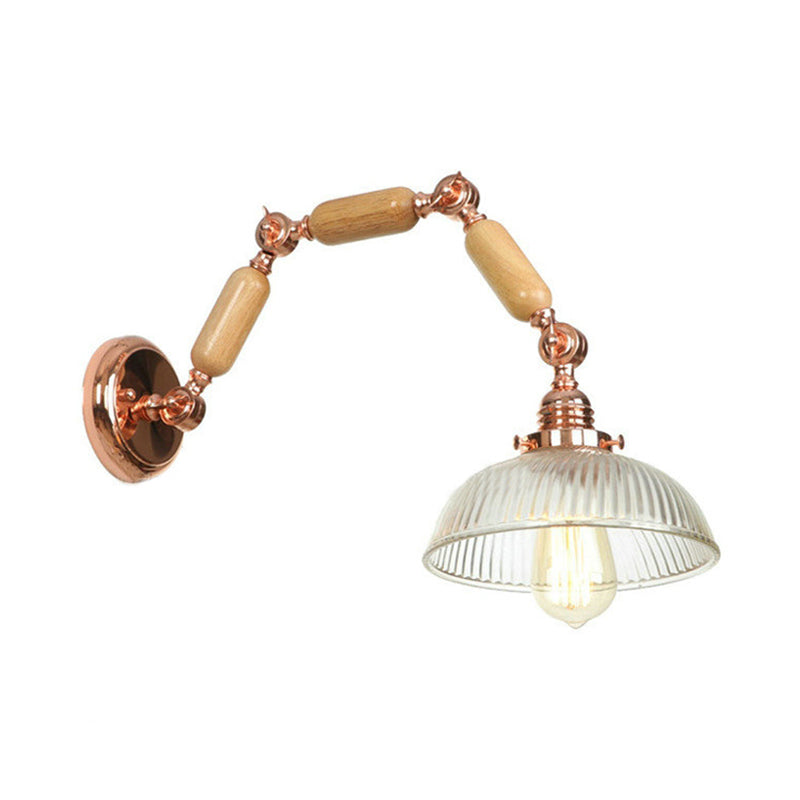 BowLift | A wall lamp with a bowl shade ribbed glass vintage style living room wall light fixture