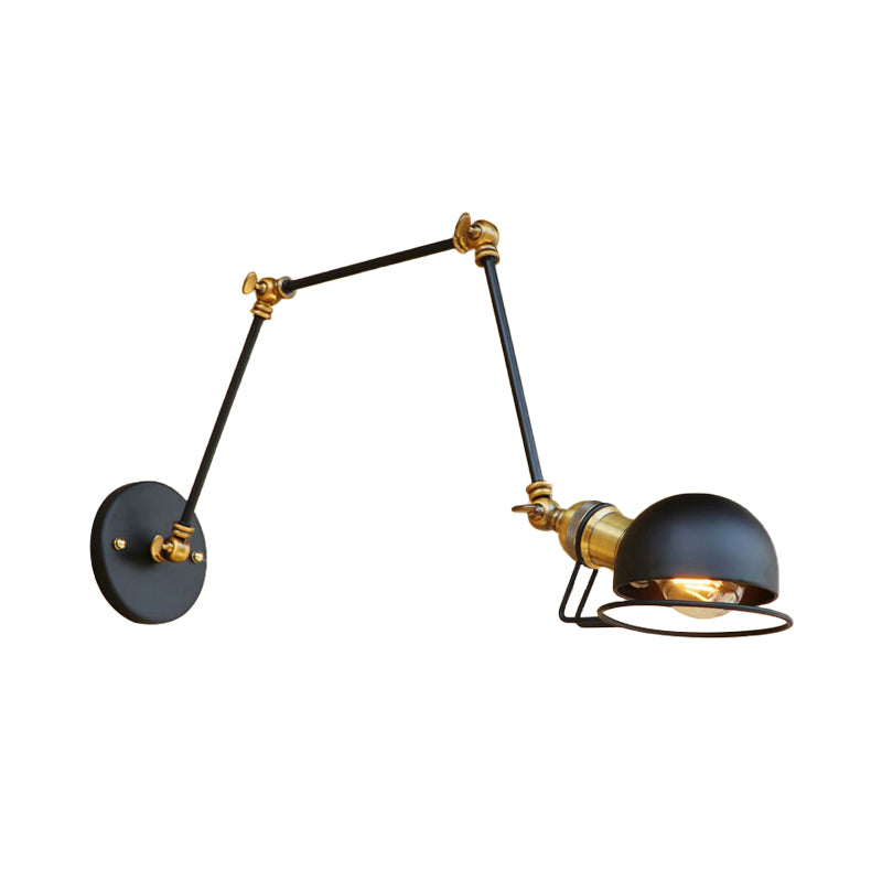 BowLift | Vintage Industrial Bowl Wall Lamp 1 Light Iron Wall Lamp with Rotatable Arm in Black/Metal