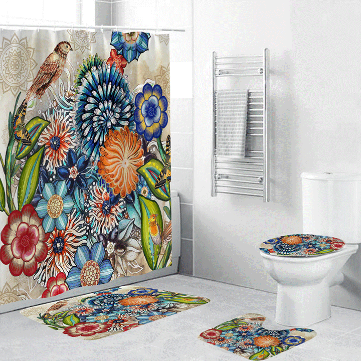 Floral Pattern Bathroom Set Bowlift