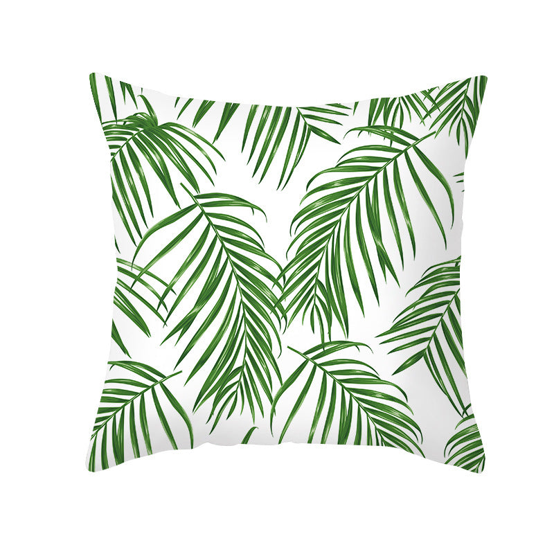 Tropical Printed Decorative Pillow Cover with Foil-Effect Script