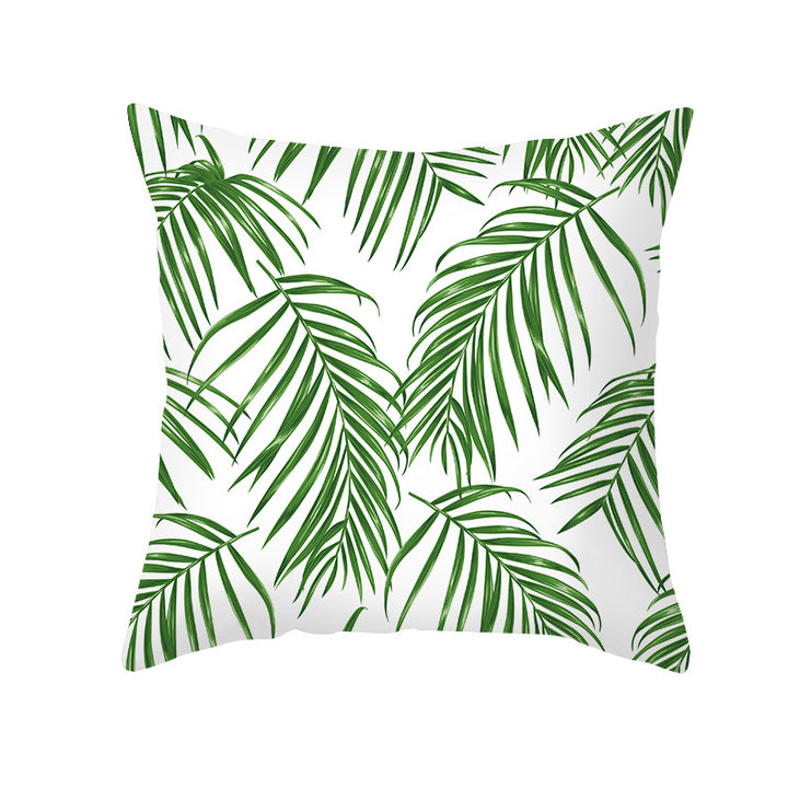 Tropical Printed Decorative Pillow Cover with Foil-Effect Script