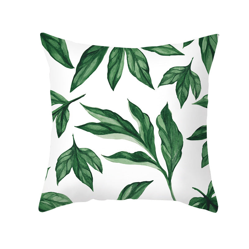 Tropical Printed Decorative Pillow Cover with Foil-Effect Script