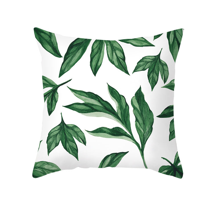 Tropical Printed Decorative Pillow Cover with Foil-Effect Script