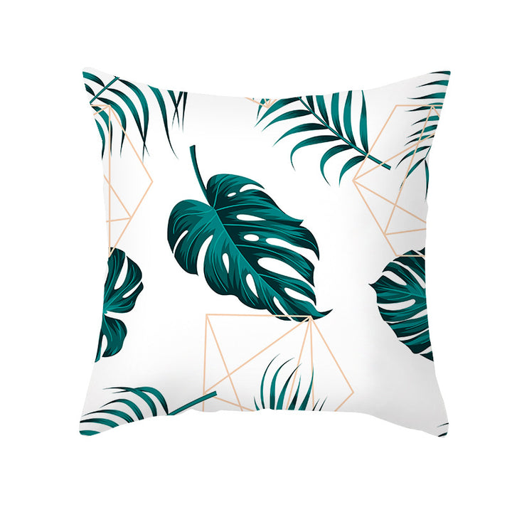 Tropical Printed Decorative Pillow Cover with Foil-Effect Script