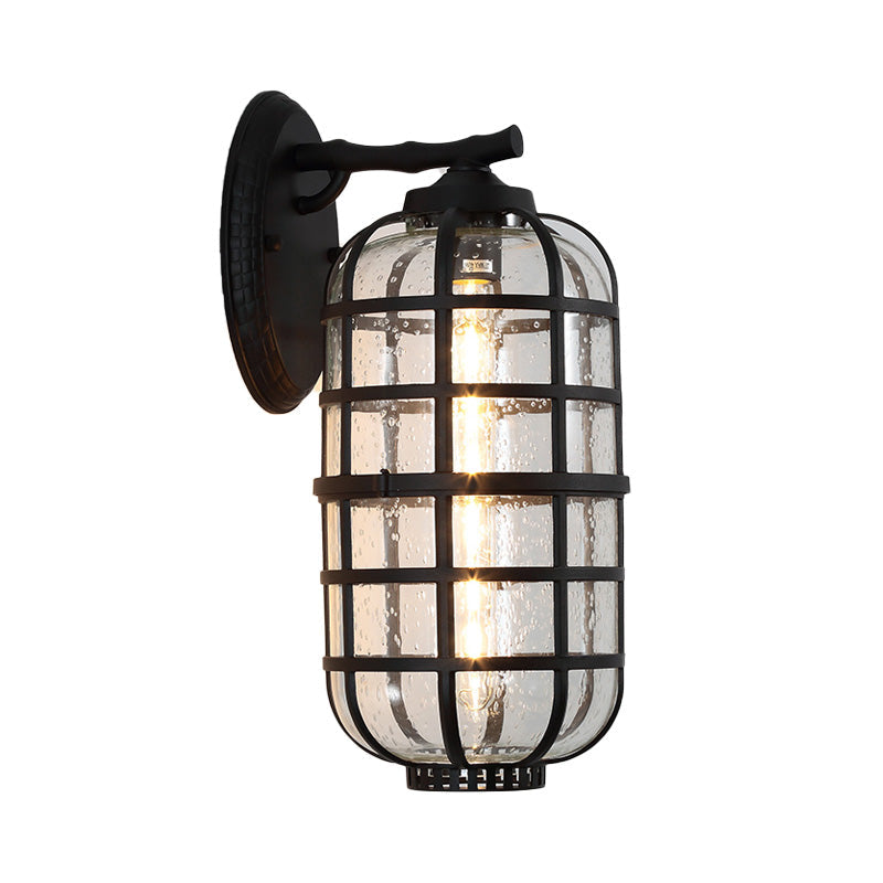 BowLift | Caged Seeds Glass Wall Mounted Lamp Industrial Single Bulb Outdoor Sculpture Light in Black/Bronze, 5.5"/6"/8" Wide