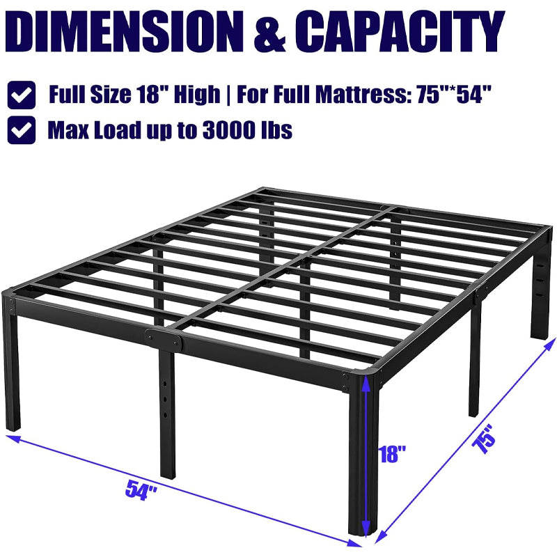 BowLift | 18 Inch Full Bed Frame 3000 lbs Loading Capacity Heavy Duty Metal Platform Noise Free Bed Frame