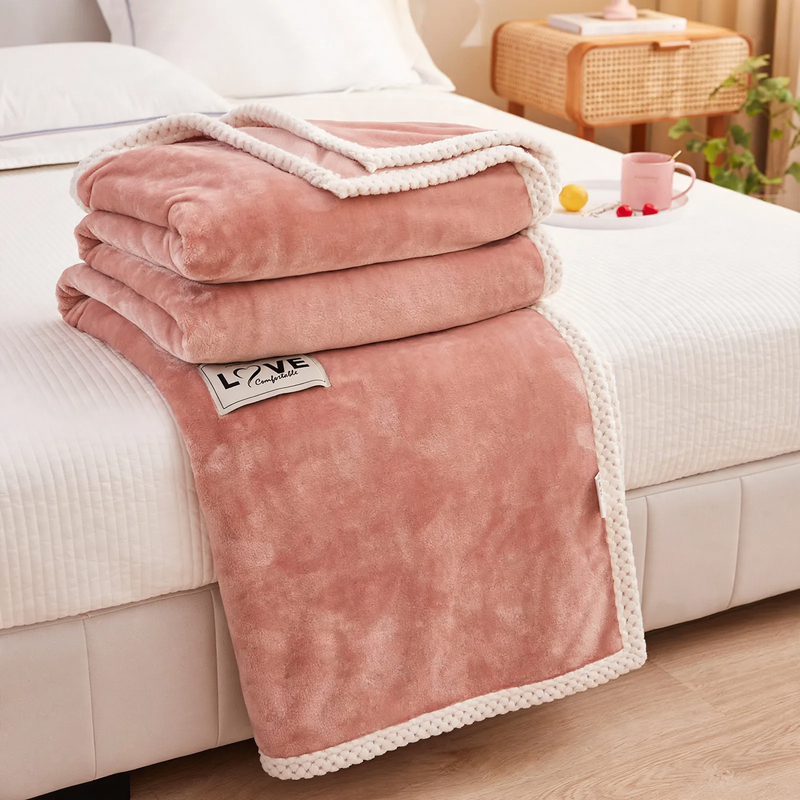 Milk fiber fleece blanket, solid color, various sizes