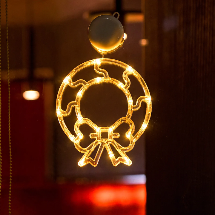 LED window light with suction cup, festive design