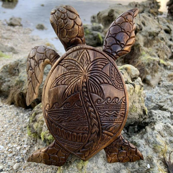 Wood sculpture Hawaii turtle | Bowlift