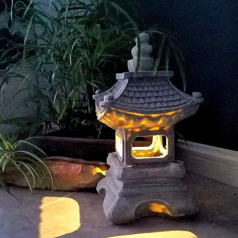 Retro Decorative Solar Tower Resin LED Outdoor Landscape Lighting | Bowlift