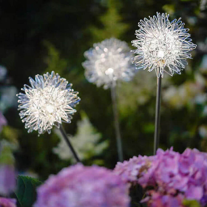 Solar Dandelion Aluminum Wire Globe Light LED Outdoor Waterproof Luminous Garden Insert Ground Landscape Light | Bowlift