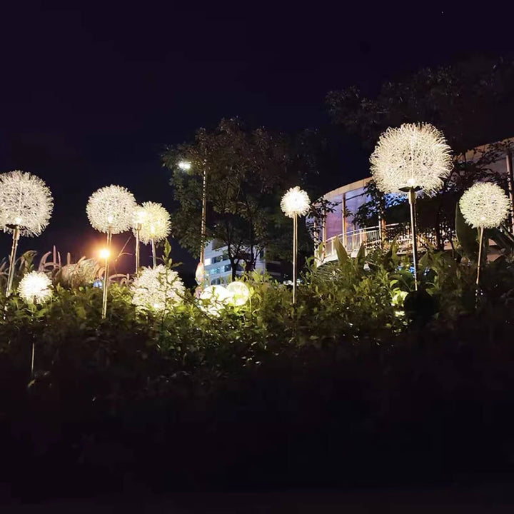Solar Dandelion Aluminum Wire Globe Light LED Outdoor Waterproof Luminous Garden Insert Ground Landscape Light | Bowlift