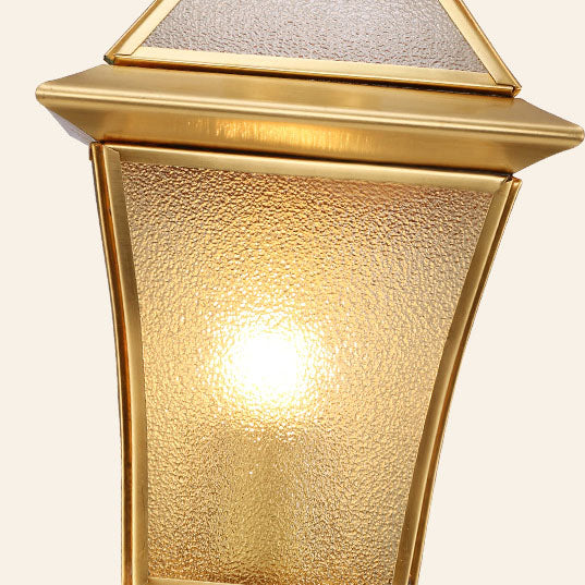 European Modern Luxury Quadrilateral Brass Glass Waterproof 1-Light Outdoor Wall Sconce Lamp | Bowlift