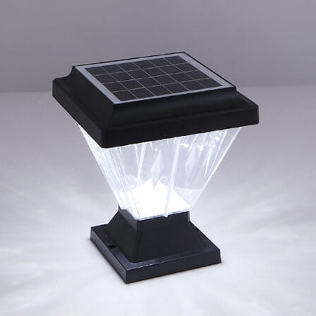 Modern Black Solar Die-Cast Aluminum Glass Outdoor Patio Waterproof Column Head Light | Bowlift