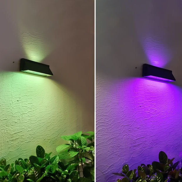 Outdoor Solar Waterproof Rectangular Slant LED Patio Wall Sconce Lamp | Bowlift