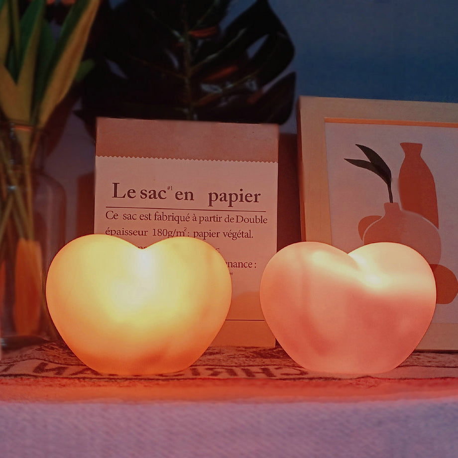 BowLift | LuvSphere Silicone LED Night Light | Heart-Shaped Design | Table Lamp | Warm Mood Light | Decorative