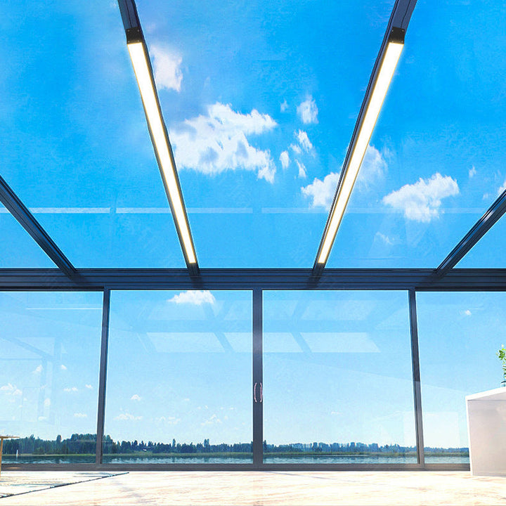 Modern Minimalist Long Rectangle Aluminum PC LED Flush Mount Ceiling Light For Outdoor Patio | Bowlift