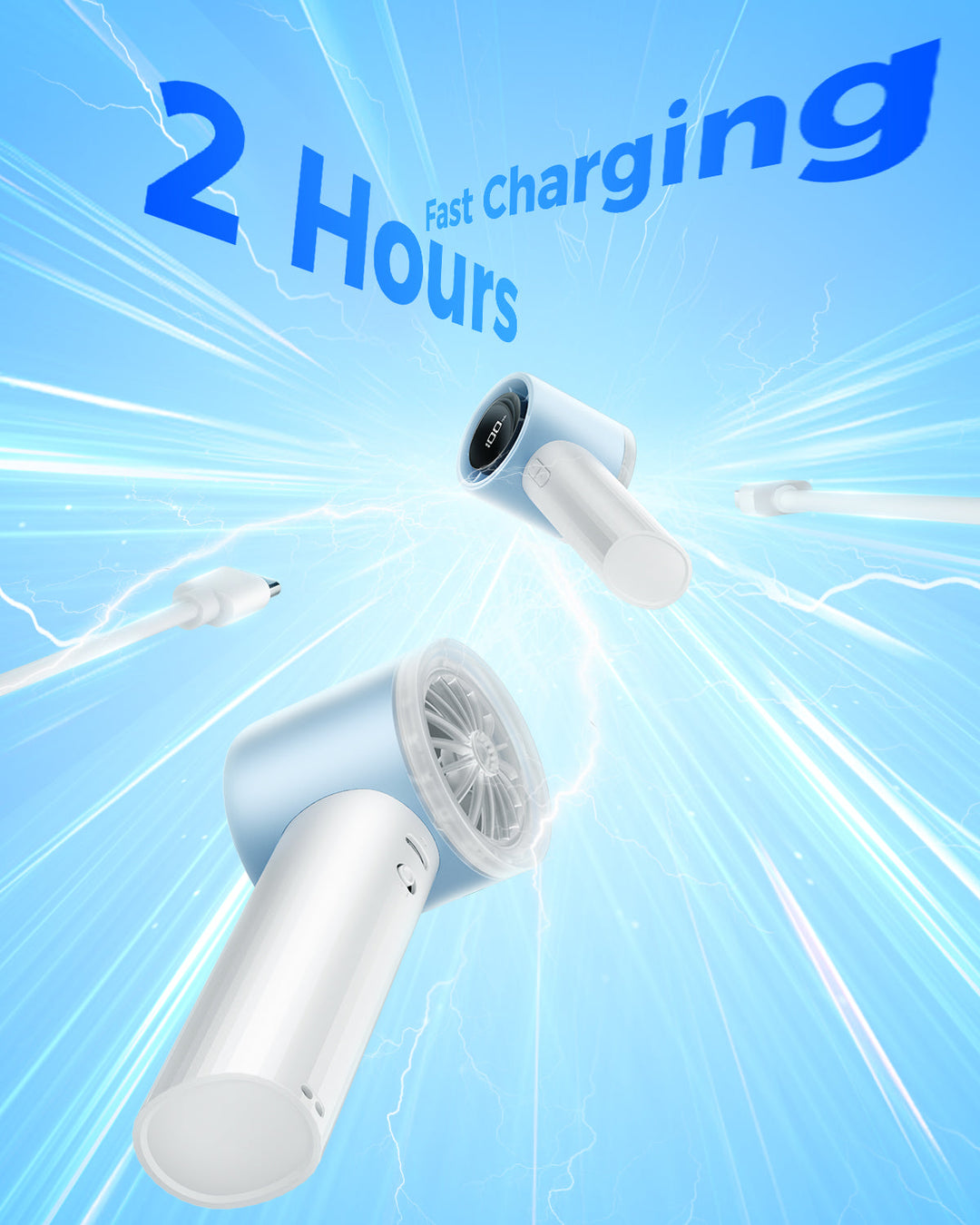 Portable High Speed Handheld Turbo Fan with LED Display | Bowlift
