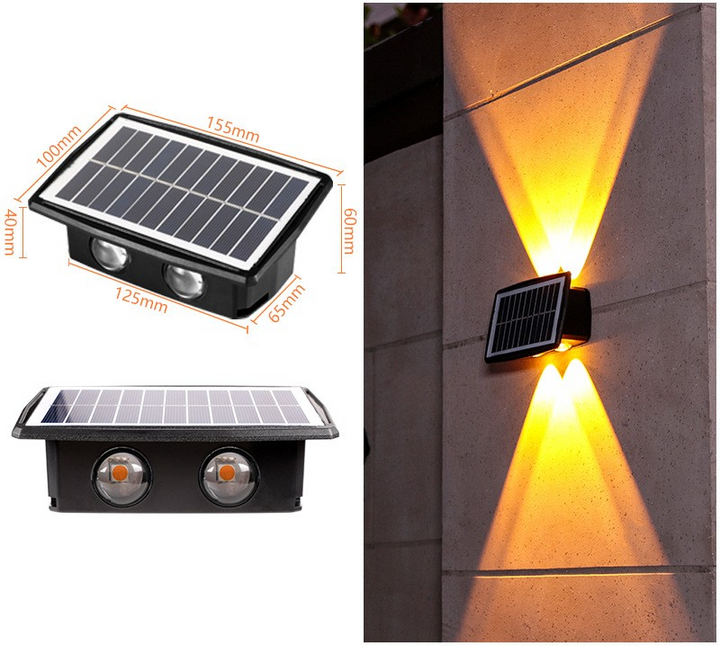 BowLift | Solar LED outdoor wall light with up & down effect – Modern wall lighting for garden and terrace