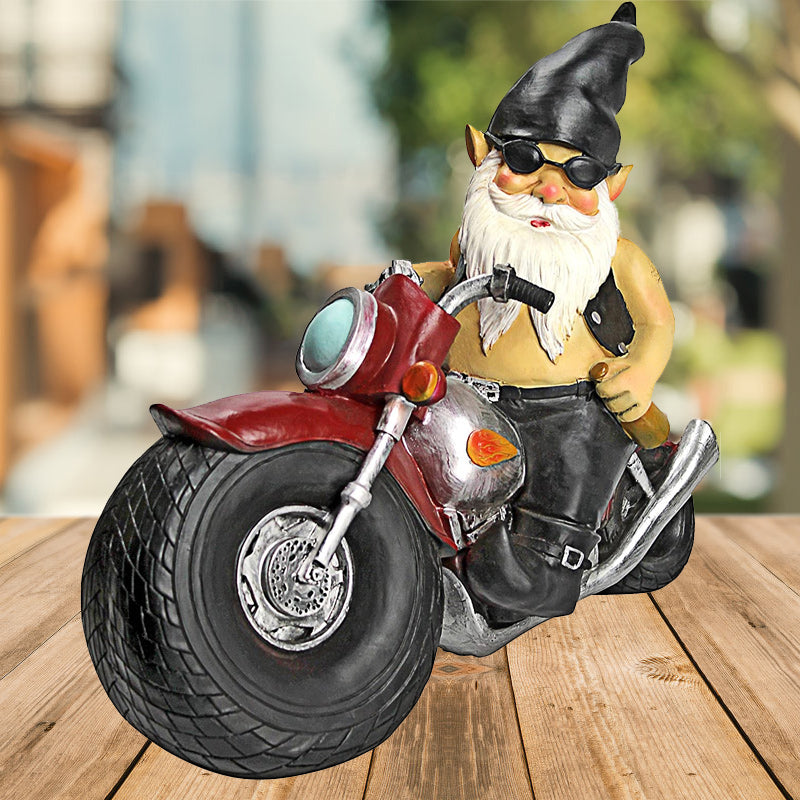 The Biker Gnome Statue Mini Garden Decoration | Bowlift