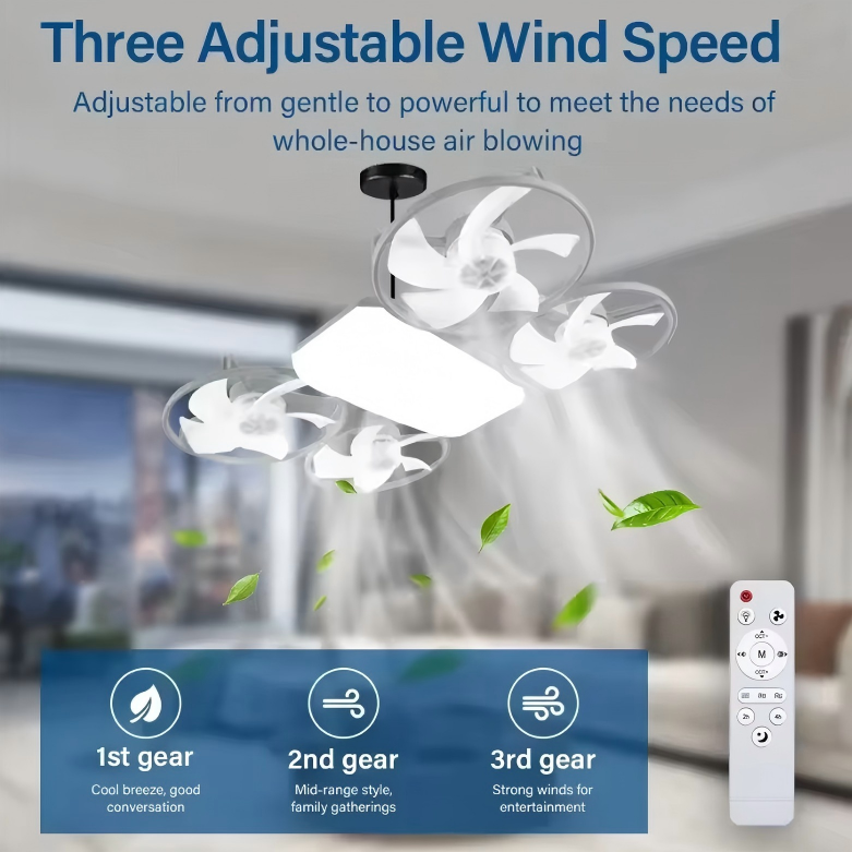 Modern Four Blade Ceiling Fan Light | Bowlift