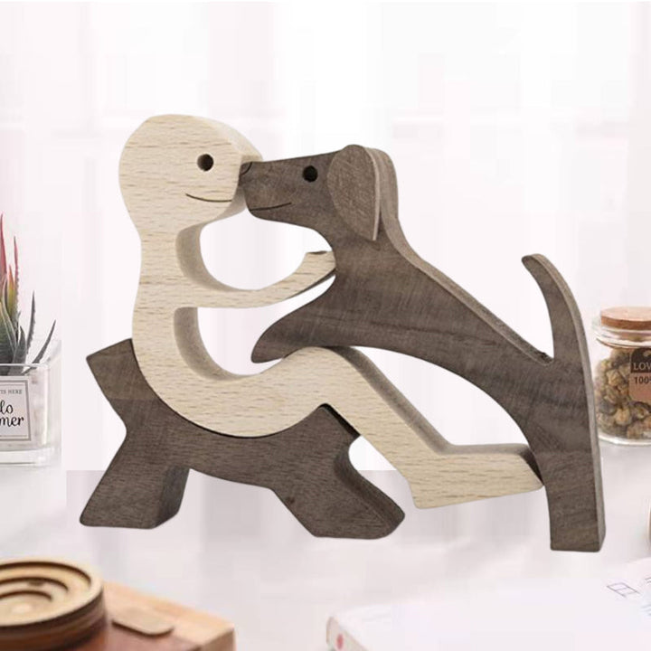 Gift For Pet Lovers - Wood Sculpture Table Ornaments - The Love Between You And Your Fur-Friend | Bowlift