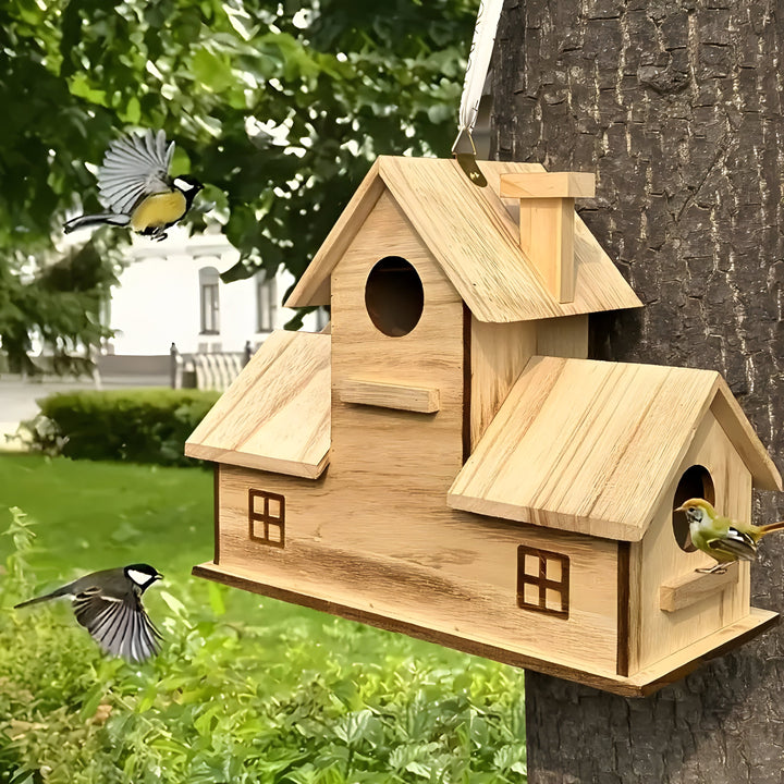 WoodlandBird House- Wooden Hanging Birdhouse with 3-Hole | Bowlift