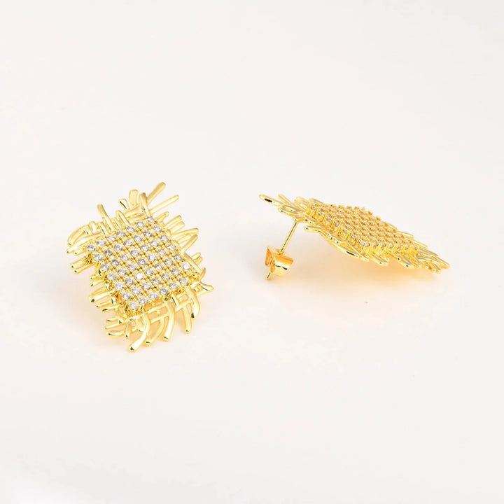 BowLift | 14k Braided Diamond Square Earrings