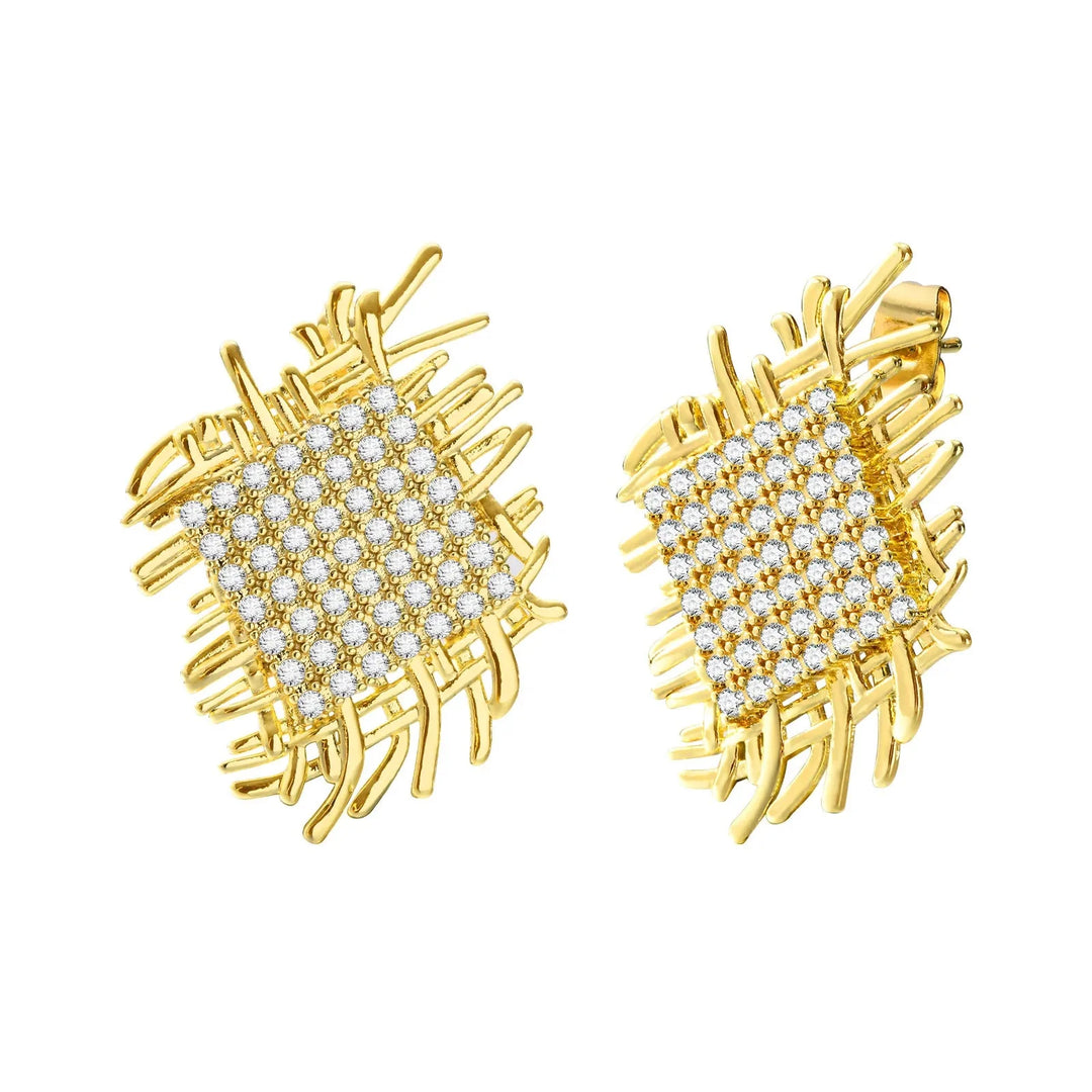 BowLift | 14k Braided Diamond Square Earrings