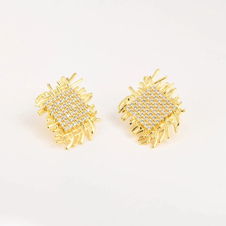 BowLift | 14k Braided Diamond Square Earrings