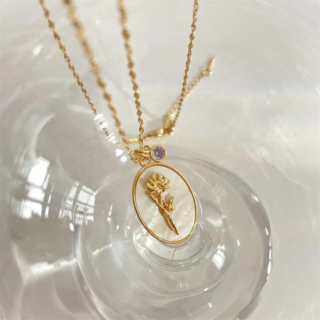 BowLift | 14k Dainty Birth Month Stone & Flower Charm Necklace