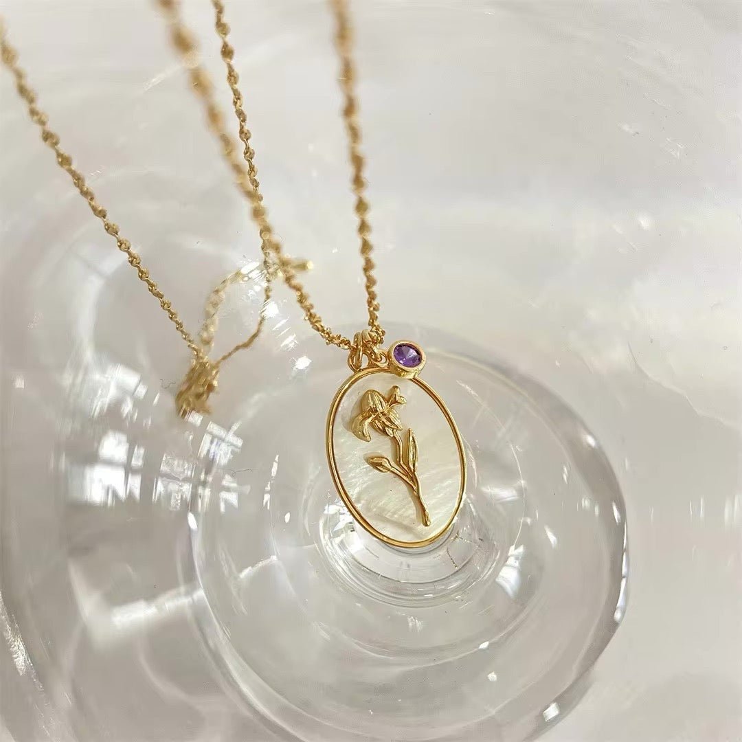BowLift | 14k Dainty Birth Month Stone & Flower Charm Necklace