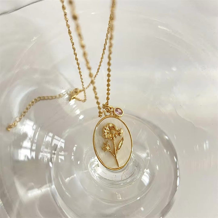 BowLift | 14k Dainty Birth Month Stone & Flower Charm Necklace