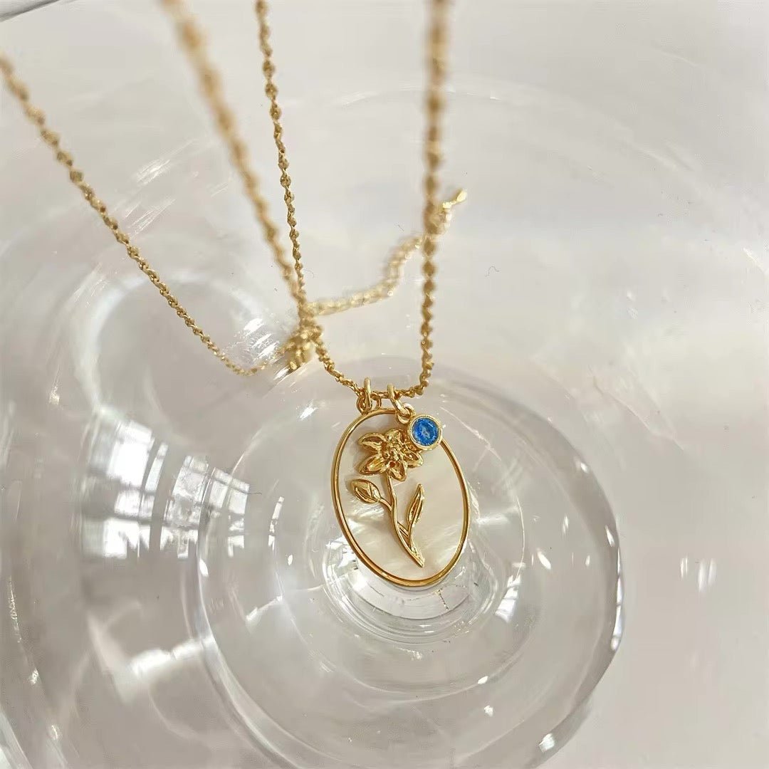 BowLift | 14k Dainty Birth Month Stone & Flower Charm Necklace