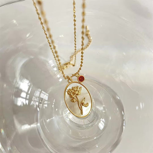 BowLift | 14k Dainty Birth Month Stone & Flower Charm Necklace