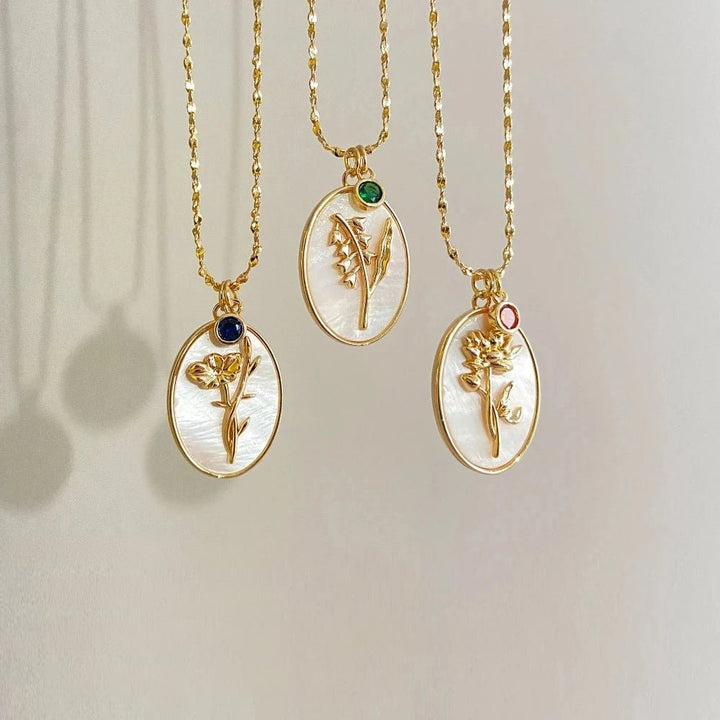 BowLift | 14k Dainty Birth Month Stone & Flower Charm Necklace