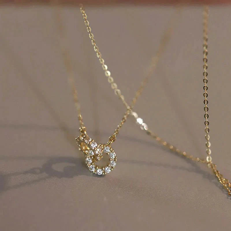 BowLift | 14K S925 Interlaced Diamond Circles Necklace