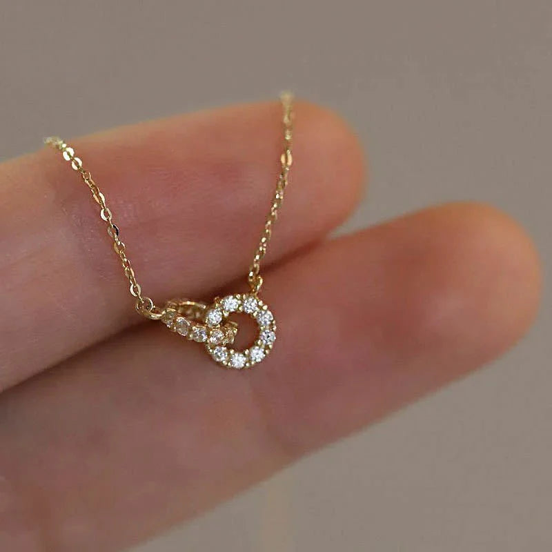 BowLift | 14K S925 Interlaced Diamond Circles Necklace